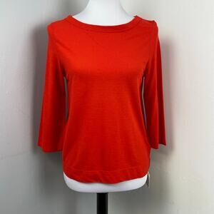 Slowear by Zanone Red Cotton 3/4 Sleeve Blouse Top Size 40/8 Medium